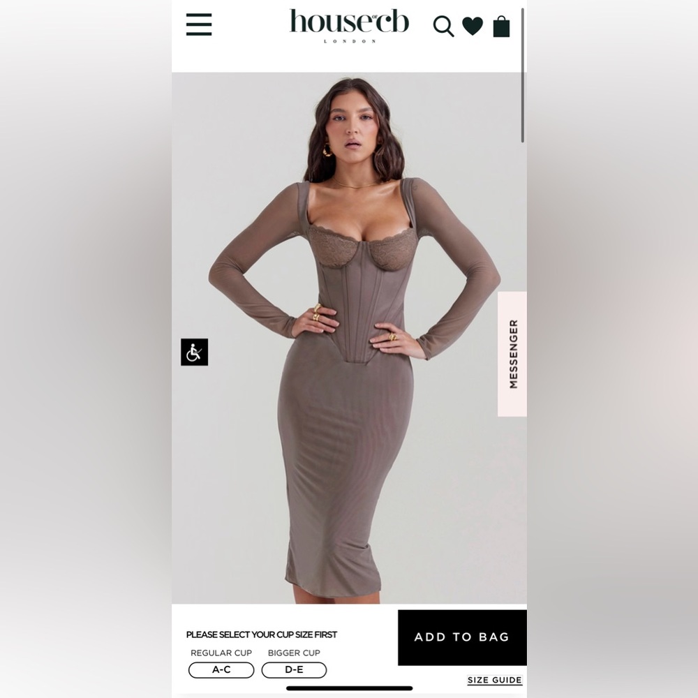 BRAND NEW- House of CB “Safran” Mocha Corset Midi Dress- Regular Cup (A-C)